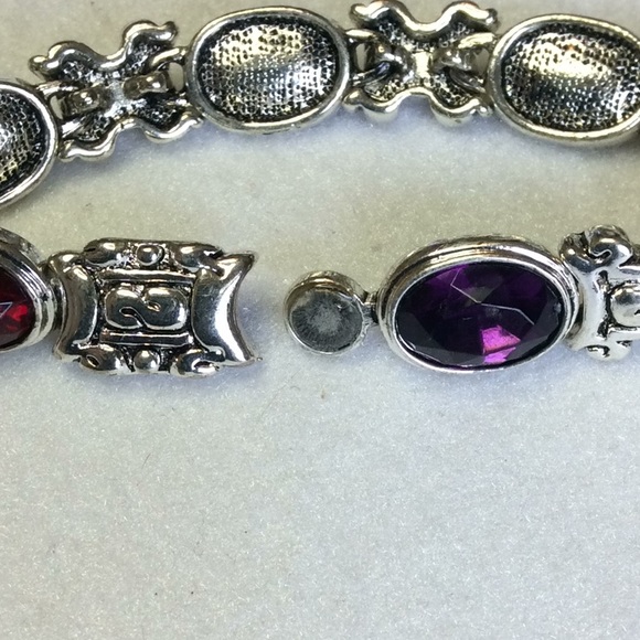 FINAL SALE PRICE Silver Multi Color Rhinestone Link Bracelet - Picture 9 of 11